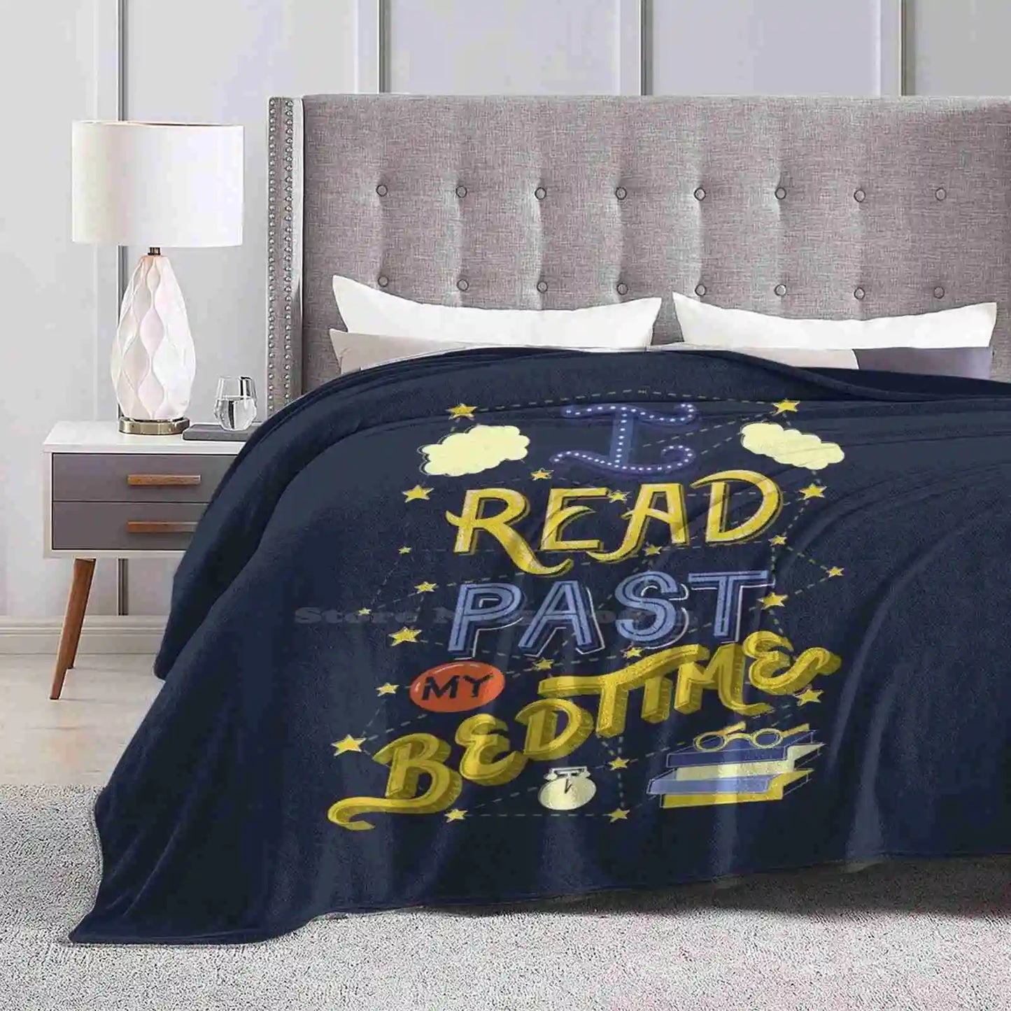 I Read Past My Bedtime Hot Sale Printing High Qiality Warm Flannel Blanket I Read Past My Bedtime Owl Typography Abbymalagaart