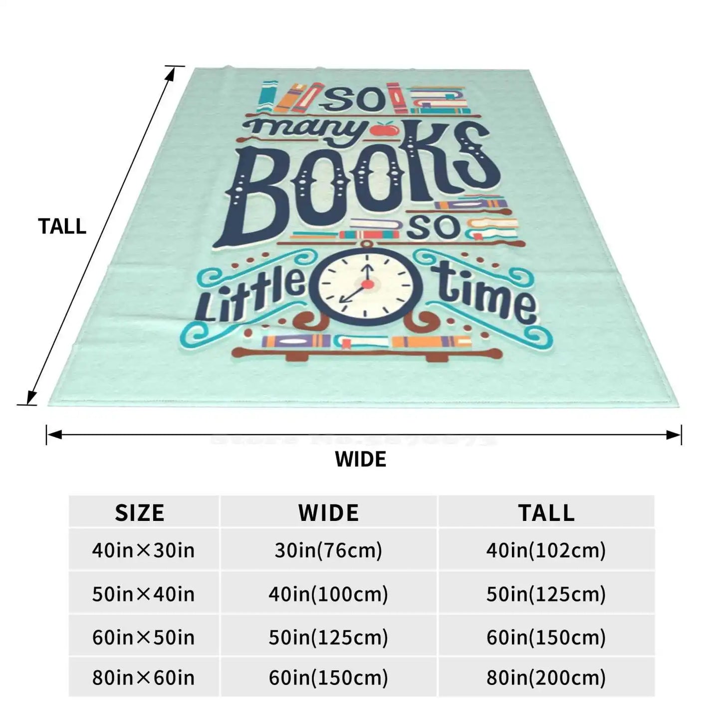 So Many Books So Little Time Blanket Soft Warm Travel Portable Blanket Reading Bookworm Book Lover So Many Books So Little Time