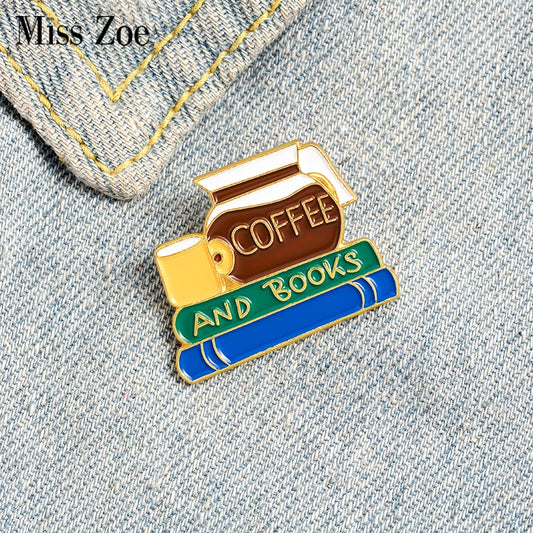 Coffee Book Enamel Pin Reading Life Badge Coffee Addict Brooch Custom Lapel pin